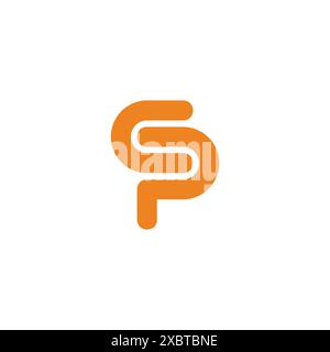 letter cp loop curves simple geometric logo vector Stock Vector