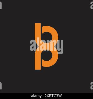 letter bp linked loop yellow simple geometric logo vector Stock Vector