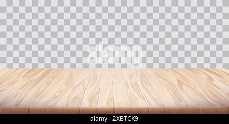Wooden table surface on transparent background. Empty space table. Tabletop advertisement backdrop. Food picnic design element Stock Vector
