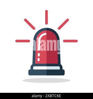 Red emergency flashers siren icon. Siren icon in flat style. Emergency siren Stock Vector