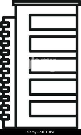 Simple line drawing of a building facade featuring a fire escape ladder Stock Vector