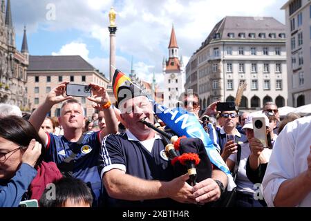 Scottish pipers at Marienplatz, Munich. Scotland will face Germany in the Euro 2024 opener tomorrow. Picture date: Thursday June 13, 2024. Stock Photo