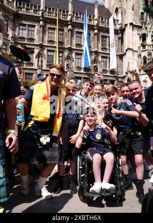 Scotland fans at Marienplatz, Munich. Scotland will face Germany in the Euro 2024 opener tomorrow. Picture date: Thursday June 13, 2024. Stock Photo