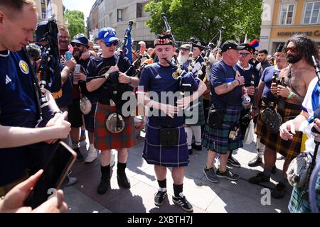 Scottish pipers at Marienplatz, Munich. Scotland will face Germany in the Euro 2024 opener tomorrow. Picture date: Thursday June 13, 2024. Stock Photo