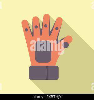 Modern virtual reality gaming glove with sensors for immersive experience and full control while playing video games, flat style icon design Stock Vector