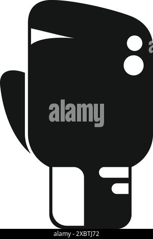 Black silhouette of a boxing glove, essential equipment for protection and impact absorption in combat sports Stock Vector