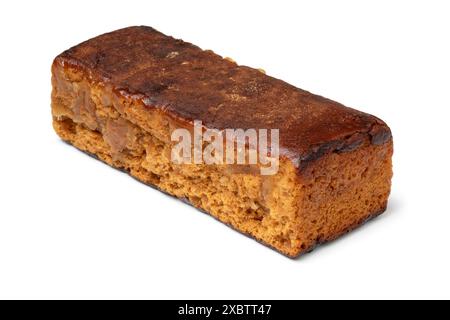 Single traditional Dutch ginger breakfast cake isolated on white background close up Stock Photo