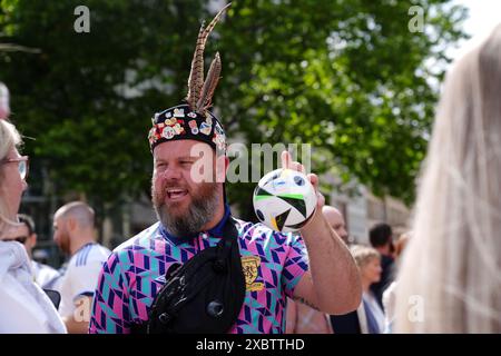 Scotland fans at Marienplatz, Munich. Scotland will face Germany in the Euro 2024 opener tomorrow. Picture date: Thursday June 13, 2024. Stock Photo