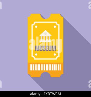 Yellow museum ticket allowing entry for viewing exhibits and historical artifacts Stock Vector