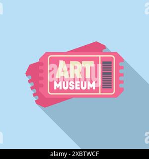 Two pink art museum tickets granting admission for two people Stock Vector