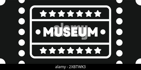 Black museum ticket granting entry to a cultural exhibition for education and exploration Stock Vector