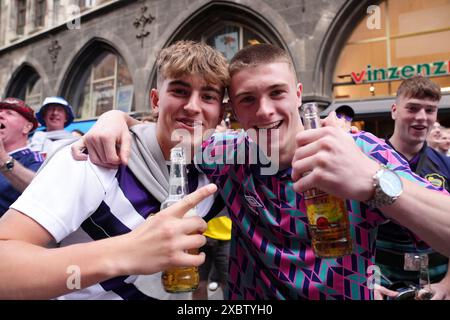 Scotland fans at Marienplatz, Munich. Scotland will face Germany in the Euro 2024 opener tomorrow. Picture date: Thursday June 13, 2024. Stock Photo