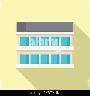 Modern city building facade featuring large windows and balconies, providing a contemporary architectural design Stock Vector