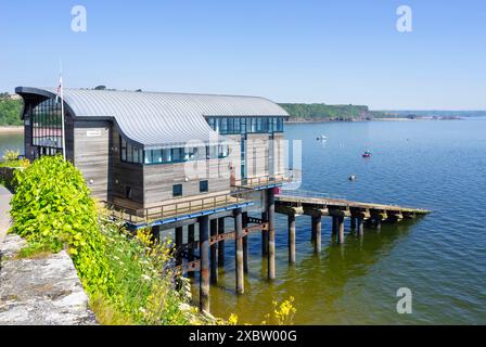 Tenby RNLI Tenby Lifeboat Station Tenby Carmarthan bay Pembrokeshire West Wales UK GB Europe - Tenby lifeboat house built in 2005 Stock Photo