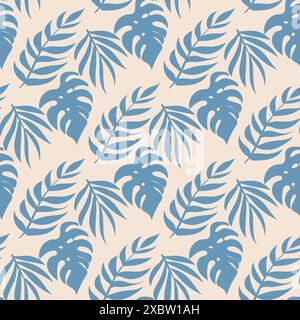 Seamless pattern, monstera silhouette, tropical plant Stock Vector