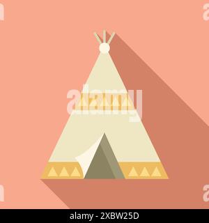Native american dwelling with an open flap showing the entrance Stock Vector