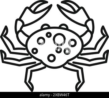 Simple line drawing of a crab with big claws, useful for representing seafood or the ocean Stock Vector