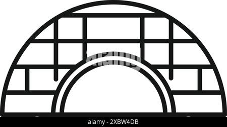 Minimalist line drawing representing an igloo, a traditional snow house used by inuit people in the arctic regions Stock Vector