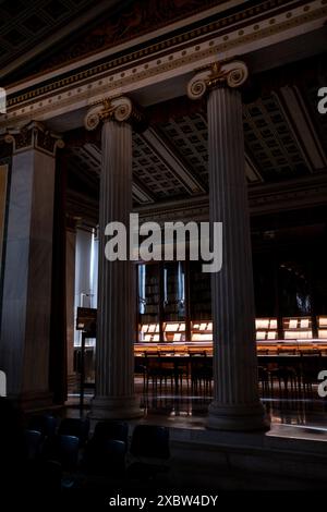 Interior of the Academy of Sciences, Humanities and Fine Arts Athens, part of the neoclassical trilogy by Austrian architect Theophil Hansen, capital Stock Photo