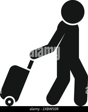 Businessman is walking and pulling a suitcase on wheels Stock Vector