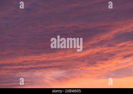 Low angle view to evening sky with dramatic clouds Stock Photo