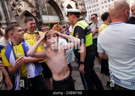 Scotland fans at Marienplatz, Munich. Scotland will face Germany in the Euro 2024 opener tomorrow. Picture date: Thursday June 13, 2024. Stock Photo