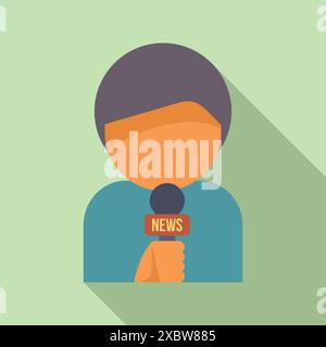 Journalist is holding a microphone with the news logo Stock Vector