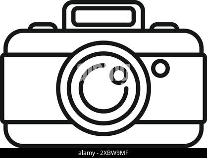 Simple line drawing of a retro camera, perfect for designs related to photography, vintage cameras, and capturing memories Stock Vector