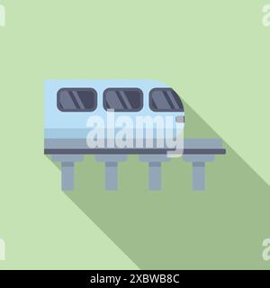 Modern high speed monorail train is moving on a railway overpass Stock Vector
