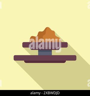 Aromatic spices powder is being weighed on an old balance scale, representing tradition and precision in culinary arts Stock Vector