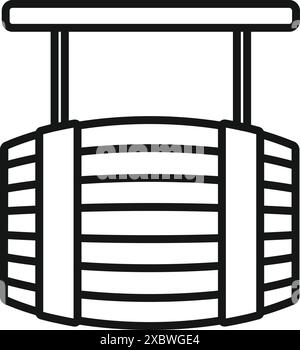 Traditional wooden barrel is hanging from the ceiling, waiting to be filled with delicious wine or beer Stock Vector