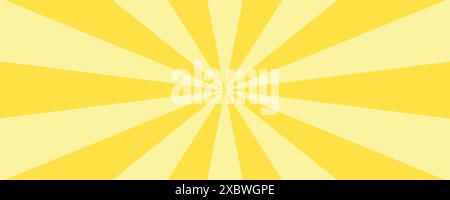 Yellow banner with Sun rays, lines background, light Stock Vector