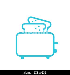 Toaster kitchen utensil. Isolated on white background. From blue icon set. Stock Vector
