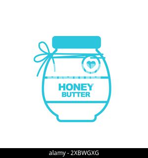 Delicious Honey butter jar. Isolated on white background. From blue icon set. Stock Vector