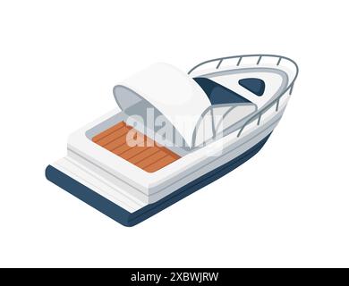 Isometric simple speed boat design vector illustration isolated on white background. Stock Vector