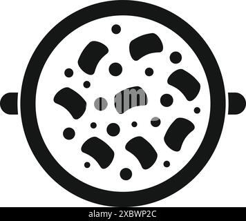 Simple cooking pot with handles full of food cooking icon on white background Stock Vector