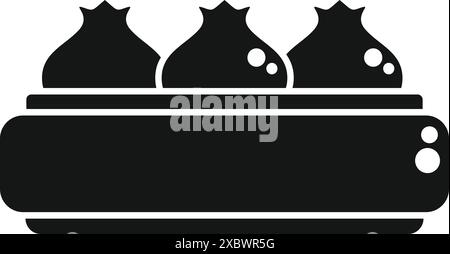 Simple silhouette style icon of a khinkali, a georgian dumpling, being cooked in a special pot Stock Vector