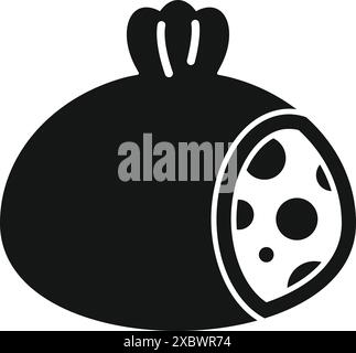 Black silhouette of khinkali with filling showing, isolated on a white background Stock Vector