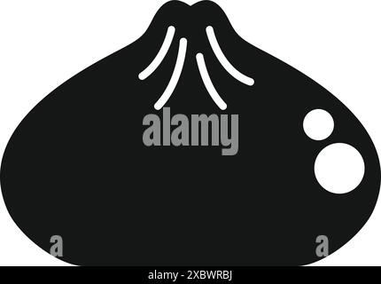 Simple black glyph style icon of a hot khinkali dumpling, ready to eat Stock Vector