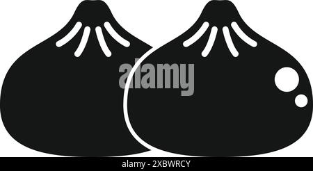 Simple black and white icon of khinkali, traditional georgian food Stock Vector