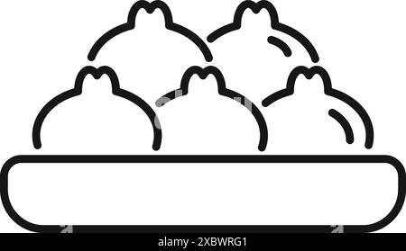 Steamed buns are sitting in a bowl, making a great logo for a restaurant or food blog Stock Vector