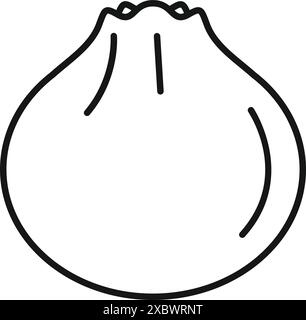 Line drawing of a baozi bun depicting the traditional pleats of this popular chinese food Stock Vector