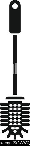 Simple icon of a dishwashing brush with a long handle for cleaning Stock Vector