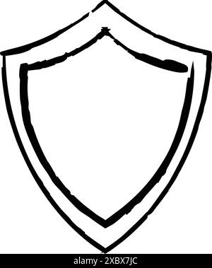 Frame shield texture element, outline border grunge shape icon ...