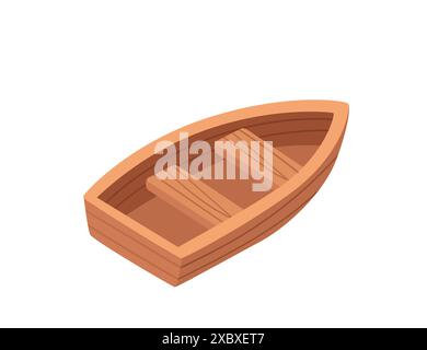 Isometric simple wooden boat design vector illustration isolated on white background Stock Vector