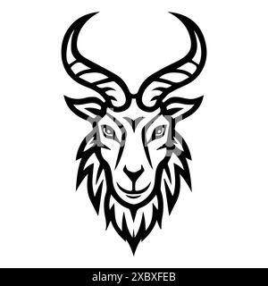 Goat King logo or modern line icon. Vector line art and icon design with bold outline. Black and white Pixel Perfect minimalistic symbol isolate white Stock Vector