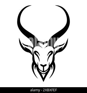 Goat Power logo or modern line icon. Vector line art and icon design with bold outline. Black and white Pixel Perfect minimalistic symbol isolate whit Stock Vector