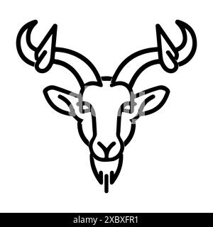 Goat Power logo or modern line icon. Vector line art and icon design with bold outline. Black and white Pixel Perfect minimalistic symbol isolate whit Stock Vector