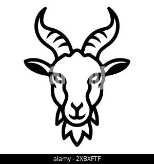 Goat Power logo or modern line icon. Vector line art and icon design with bold outline. Black and white Pixel Perfect minimalistic symbol isolate whit Stock Vector