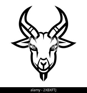 Goat Power logo or modern line icon. Vector line art and icon design with bold outline. Black and white Pixel Perfect minimalistic symbol isolate whit Stock Vector